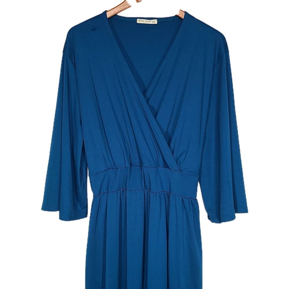 Koh Koh Maxi Formal Bridesmaid Evening Tie Waist Dress Teal Blue‎ 4X